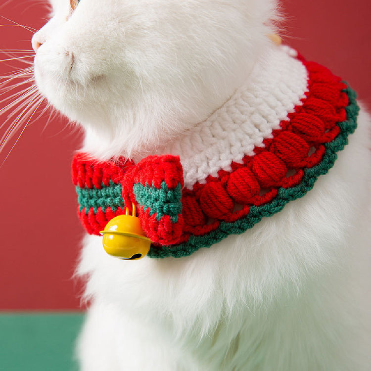 Christmas Cat Towel | Woven Necklace Saliva Towel | GomoOnly