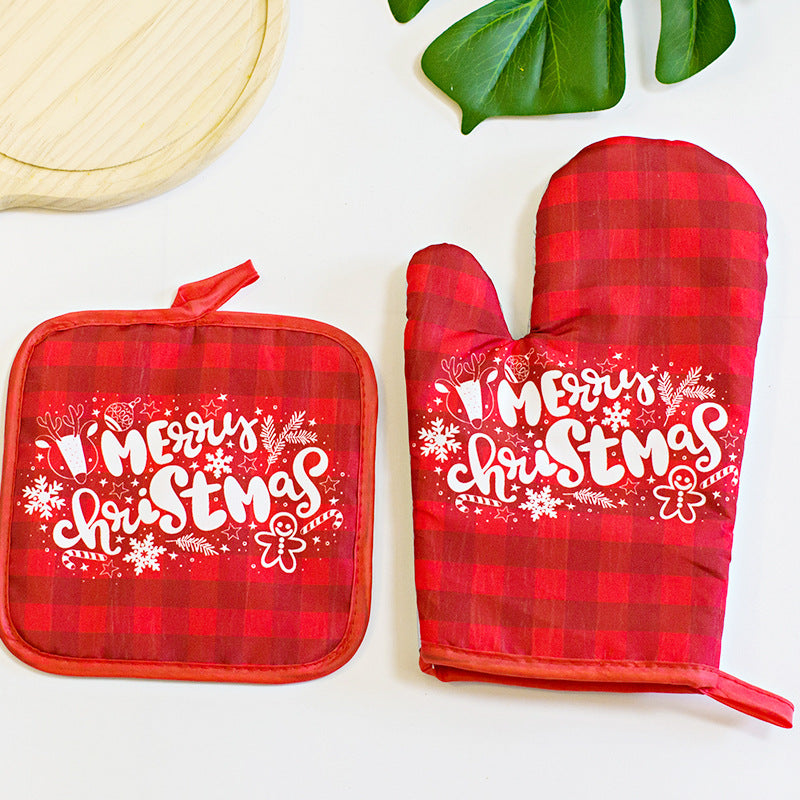 Christmas Kitchen Mitts | Utensils Printed Oven Mitts | GomoOnly